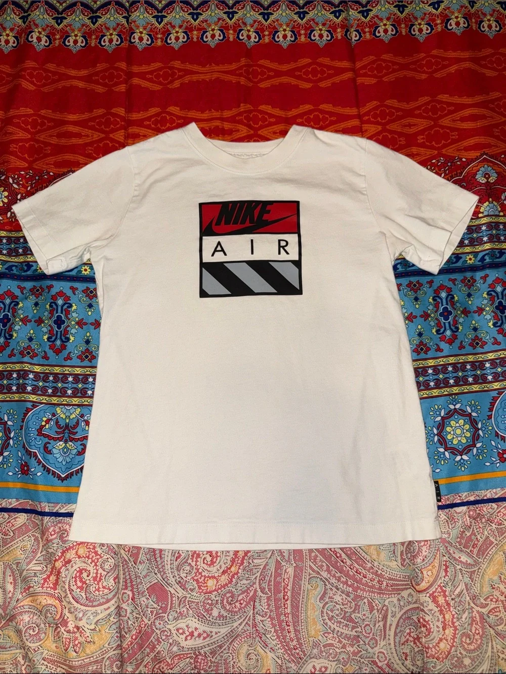 Nike White Tee with Red & Black Graphic